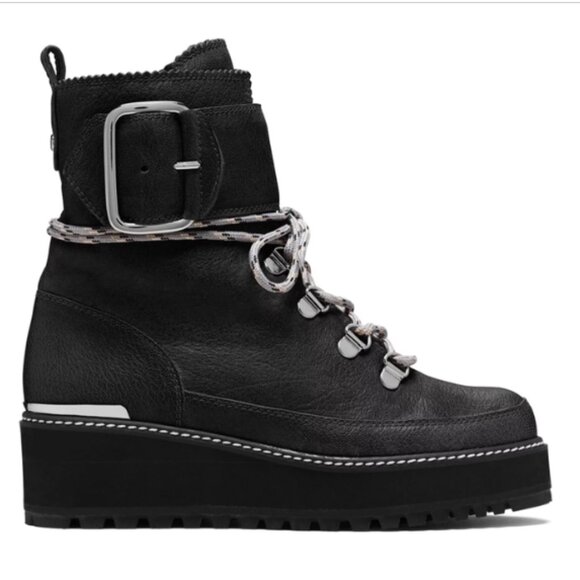 Stuart Weitzman Attackit Bootie Black Leather Hiker Boot Women's Size 6 - Picture 1 of 16
